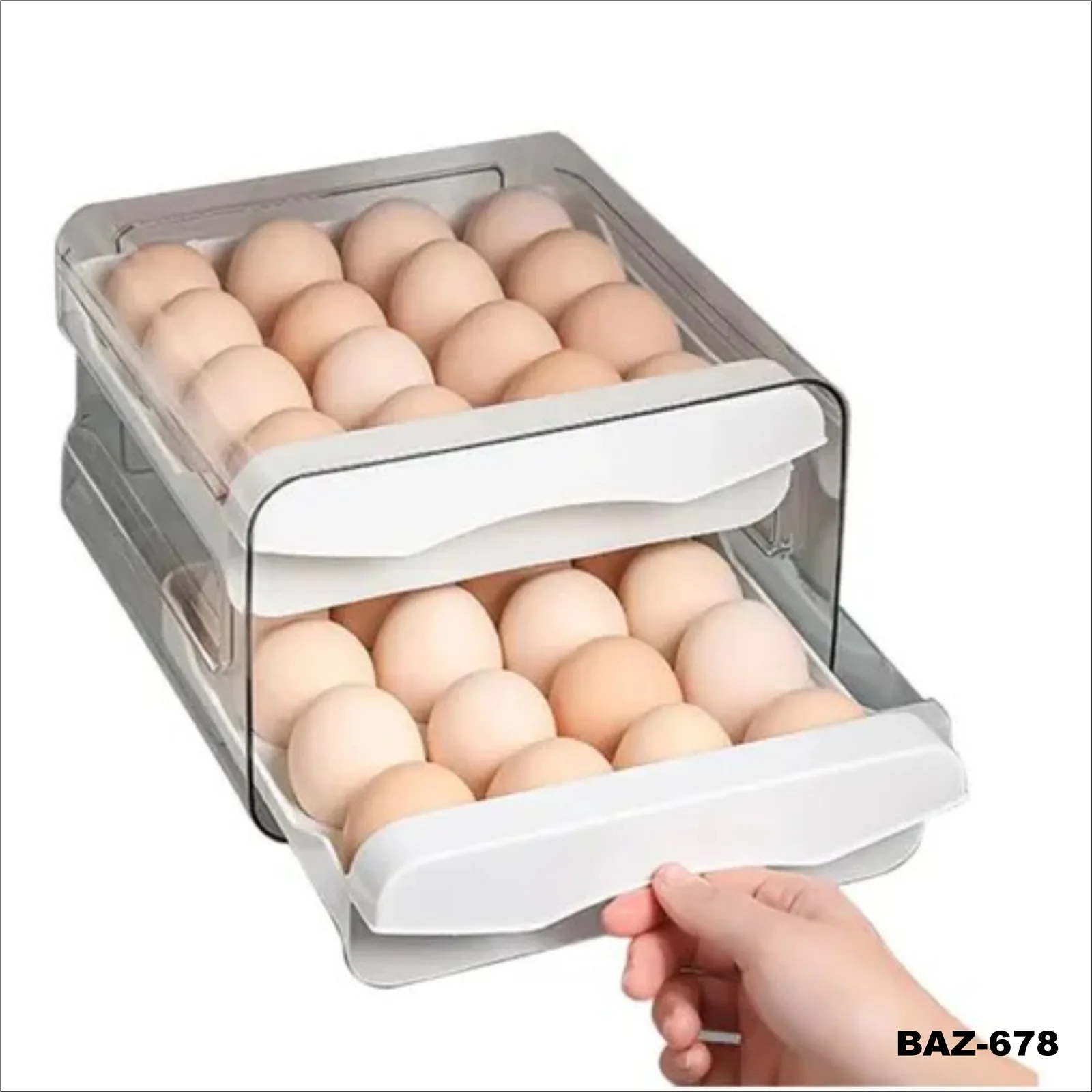 Organizador Porta Huevos 2 Niveles 32 Huevos Apilable Acrílico